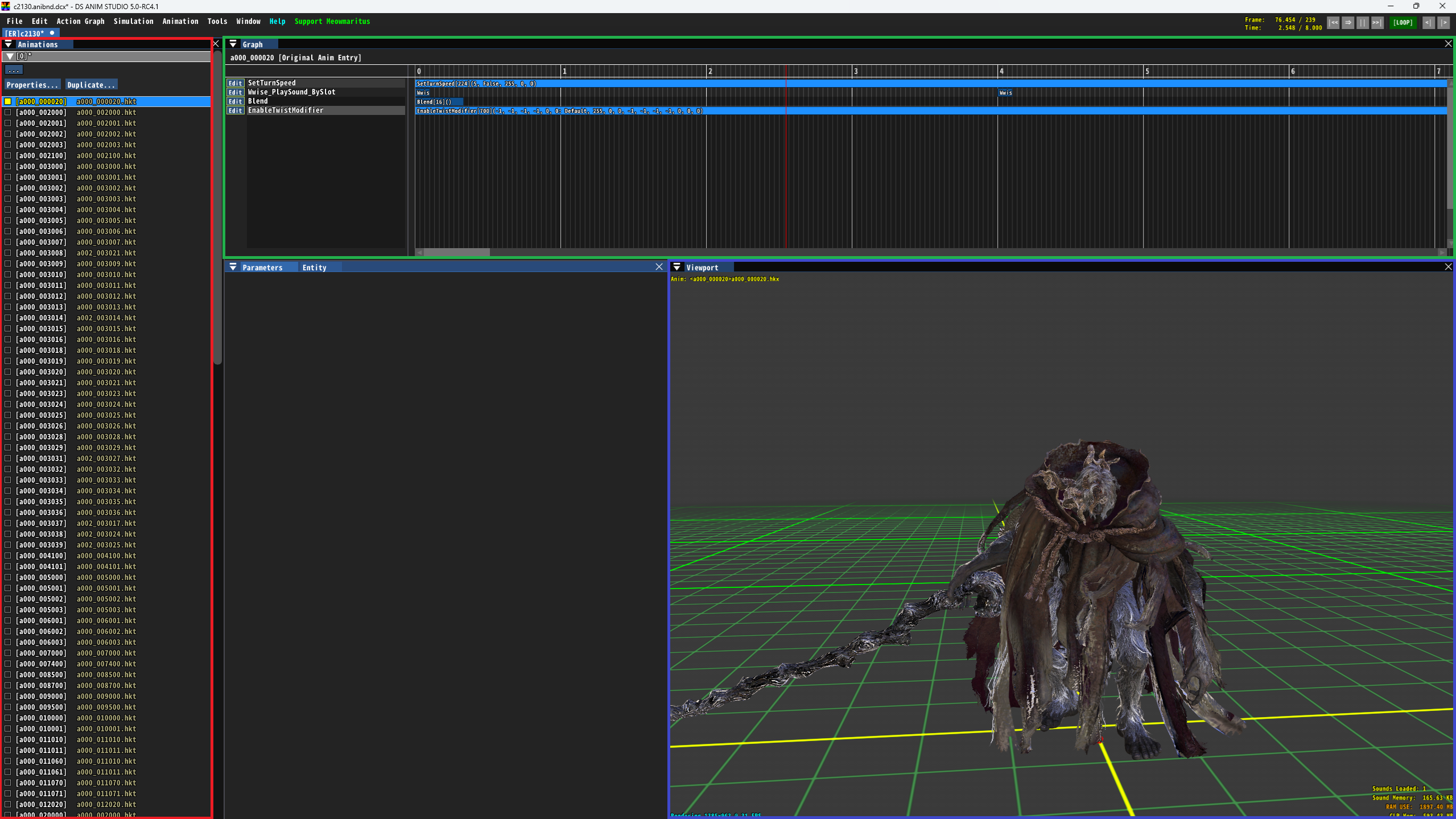 DSAnimStudio - Interface (TAE / Timeline / Preview)