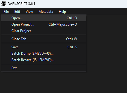 DarkScript3 - Menu Open